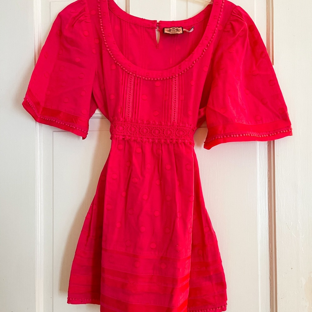 Juicy Couture Pink Dot Flutter Sleeve Top Size S